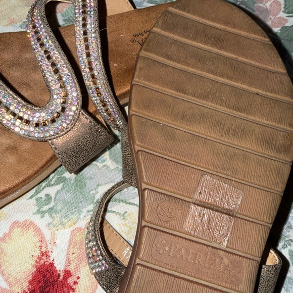 Patrizia Luca Tan Sandals with Rhinestone Accents - Picture 8 of 9